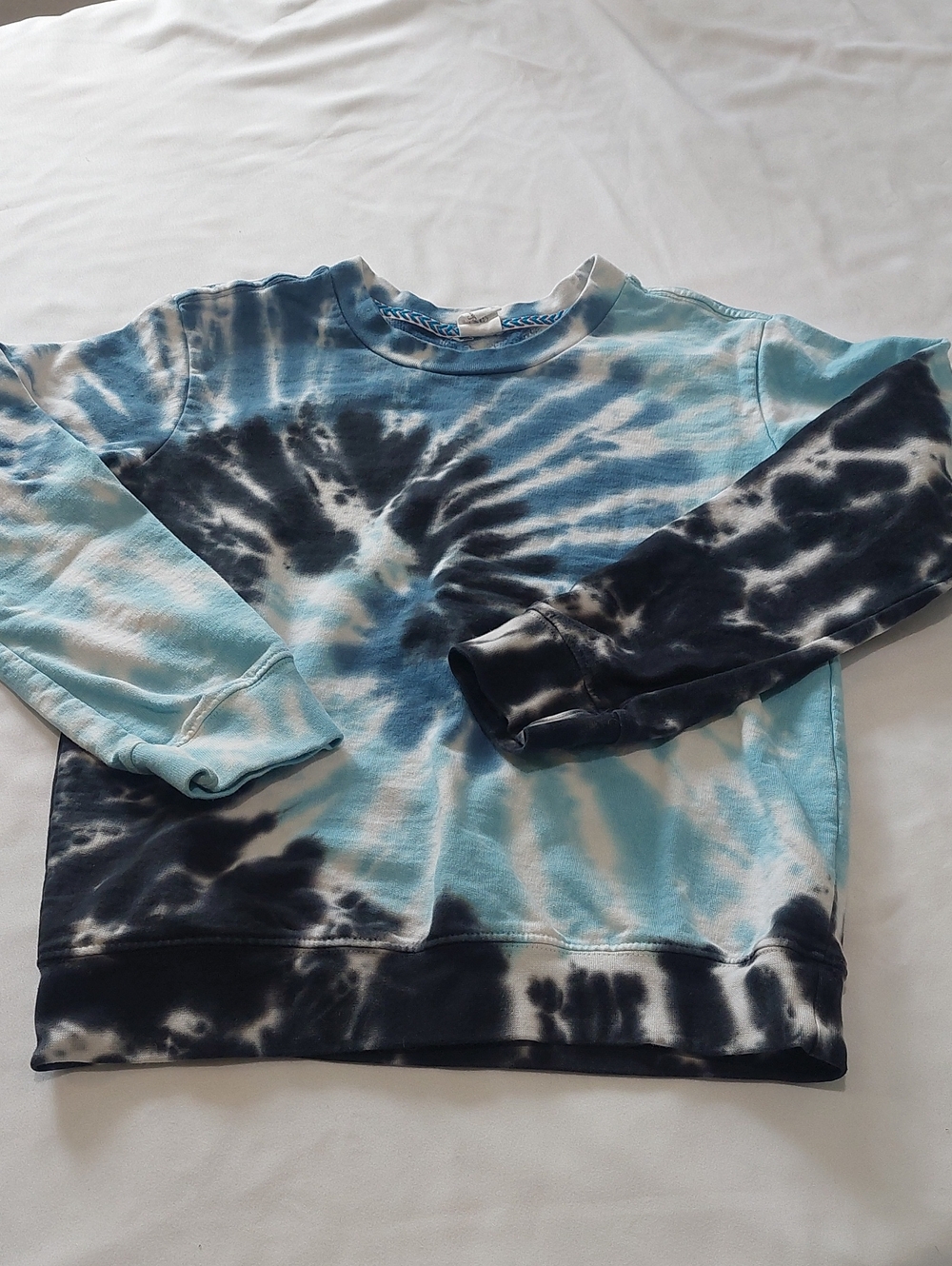 Tie-Dye Long Sleeve Kids Pullover Sweatshirt - Blue & Black